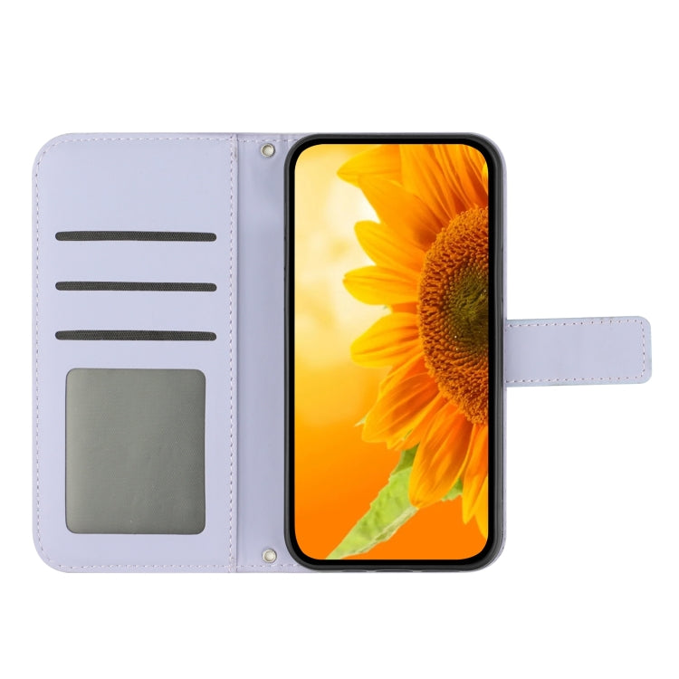 For Xiaomi 14 Skin Feel Sun Flower Embossed Flip Leather Phone Case with Lanyard(Purple) - 14 Cases by PMC TechLife | Online Shopping South Africa | PMC TechLife | Buy Now Pay Later Mobicred
