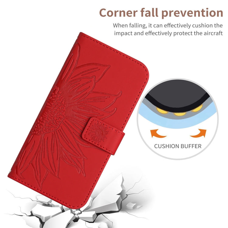 For Xiaomi 14 Pro Skin Feel Sun Flower Embossed Flip Leather Phone Case with Lanyard(Red) - 14 Pro Cases by PMC TechLife | Online Shopping South Africa | PMC TechLife | Buy Now Pay Later Mobicred