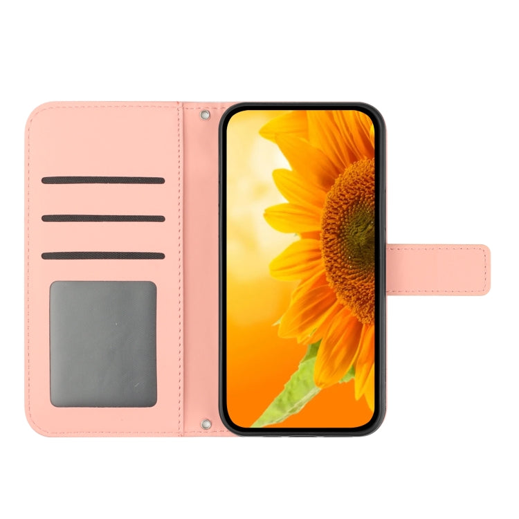 For Xiaomi Redmi Note 13 4G Global Skin Feel Sun Flower Embossed Flip Leather Phone Case with Lanyard(Pink) - Note 13 Cases by PMC TechLife | Online Shopping South Africa | PMC TechLife | Buy Now Pay Later Mobicred