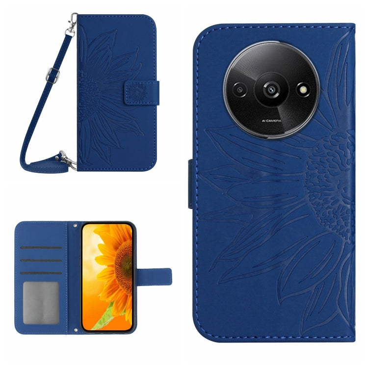 For Xiaomi Redmi A3 Skin Feel Sun Flower Embossed Flip Leather Phone Case with Lanyard(Dark Blue) - free shipping - PMC TechLife - Order now!