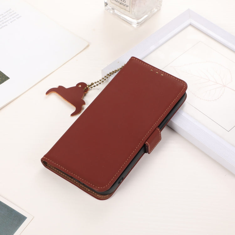 For Xiaomi Redmi Note 13 Pro 4G / POCO M6 Pro 4G Genuine Leather Magnetic RFID Leather Phone Case(Coffee) - free shipping - PMC TechLife - Order now!