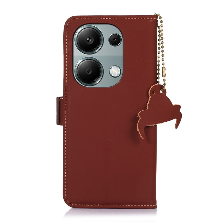 For Xiaomi Redmi Note 13 Pro 4G / POCO M6 Pro 4G Genuine Leather Magnetic RFID Leather Phone Case(Coffee) - free shipping - PMC TechLife - Order now!