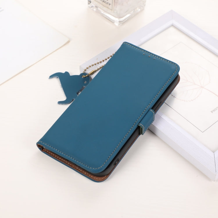 For Xiaomi Redmi K70E / Poco X6 Pro Genuine Leather Magnetic RFID Leather Phone Case(Blue) - K70E Cases by PMC TechLife | Online Shopping South Africa | PMC TechLife | Buy Now Pay Later Mobicred