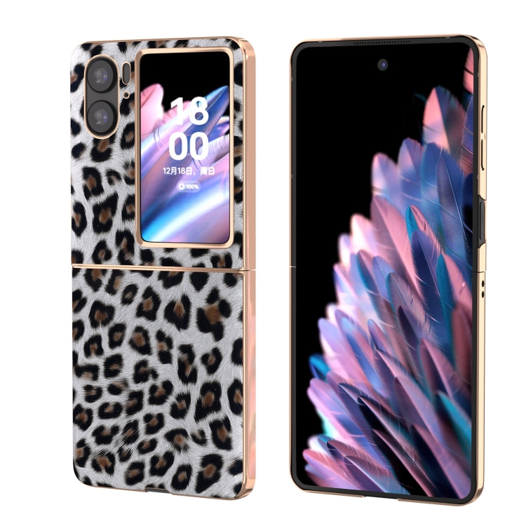 For OPPO Find N2 Flip Nano Plating Leopard Texture Phone Case(Silver Leopard) - Find N2 Flip Cases by PMC TechLife | Online Shopping South Africa | PMC TechLife | Buy Now Pay Later Mobicred