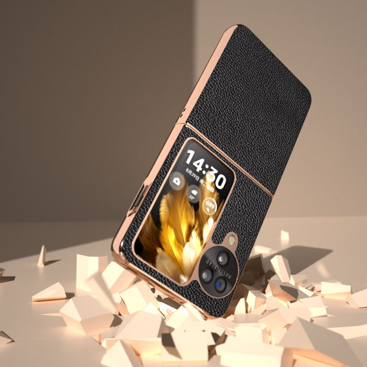 For OPPO Find N3 Flip Genuine Minol Nano Plating Phone Case(Black) - Find N3 Flip Cases by PMC TechLife | Online Shopping South Africa | PMC TechLife