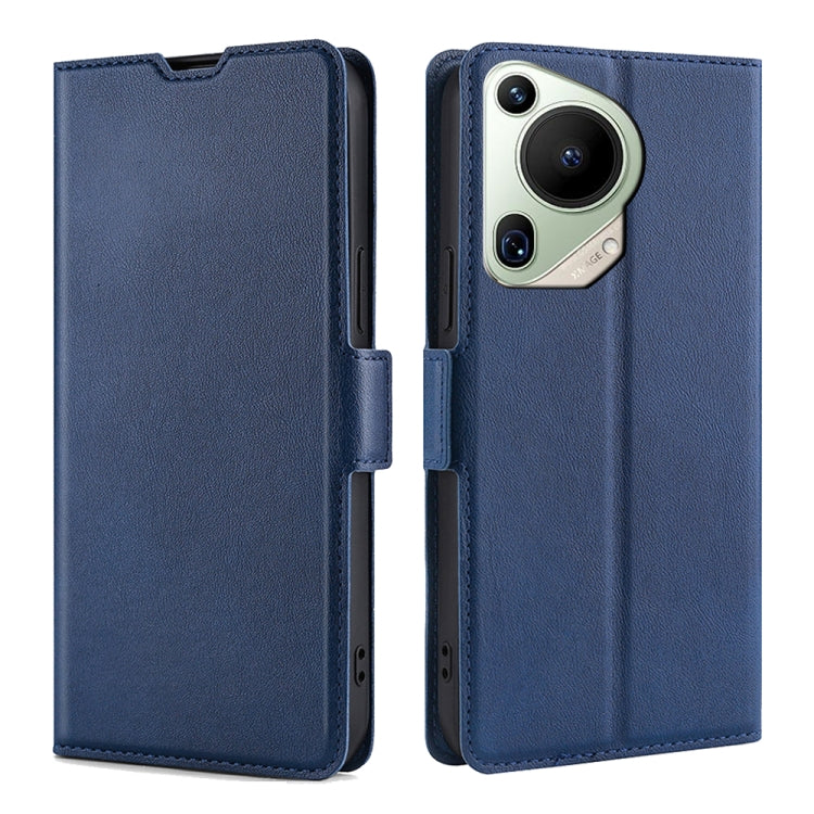 For Huawei Pura 70 Ultra Ultra-thin Voltage Side Buckle Horizontal Flip Leather Phone Case(Blue) - free shipping - PMC Jewellery - Order now!