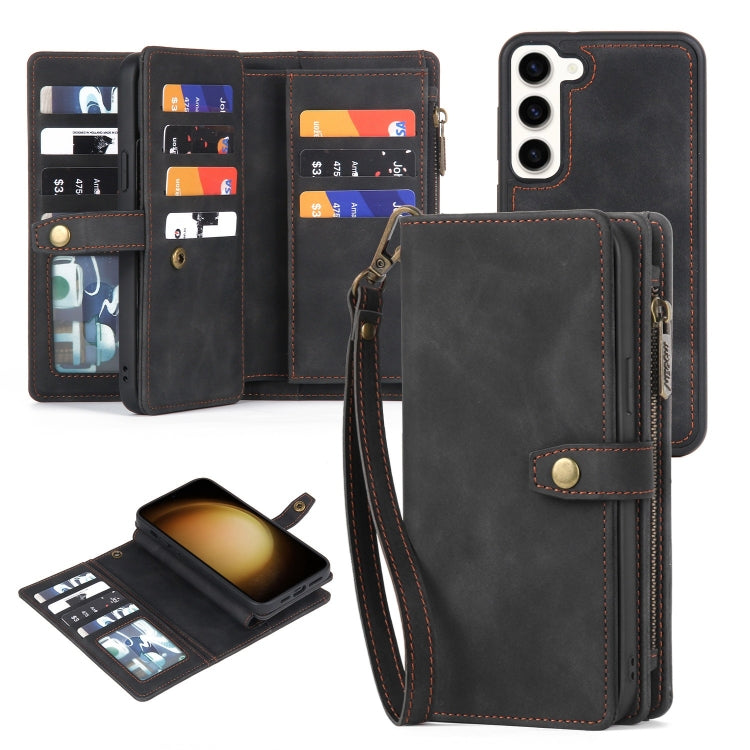 For Samsung Galaxy S23 5G Zipper Wallet Detachable MagSafe Leather Phone Case(Black) - Galaxy S23 5G Cases by PMC TechLife | Online Shopping South Africa | PMC TechLife