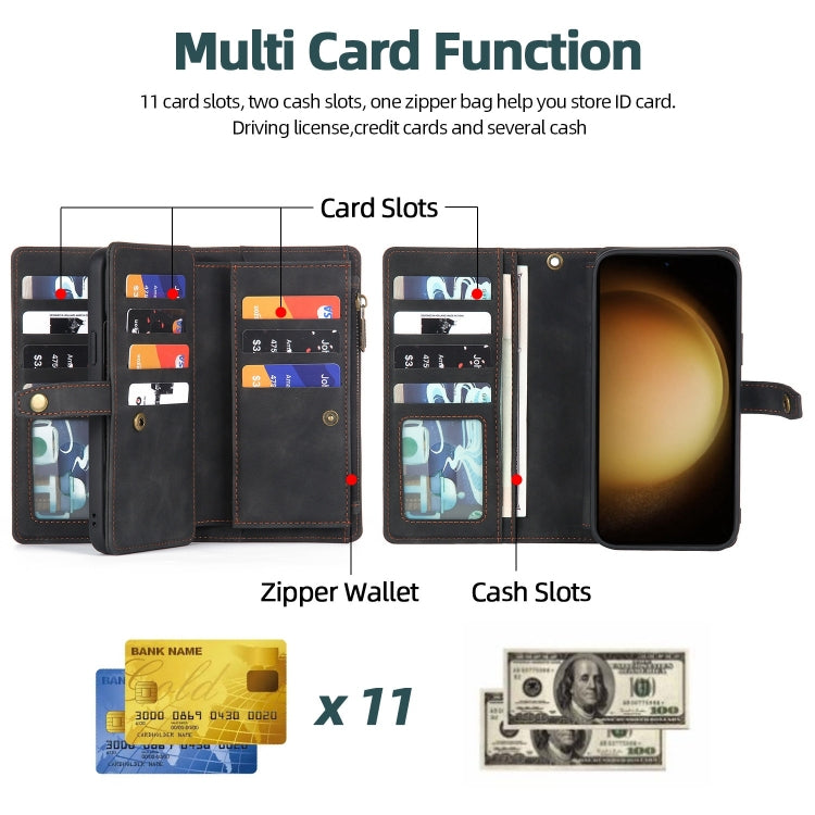 For Samsung Galaxy S23 5G Zipper Wallet Detachable MagSafe Leather Phone Case(Black) - Galaxy S23 5G Cases by PMC TechLife | Online Shopping South Africa | PMC TechLife