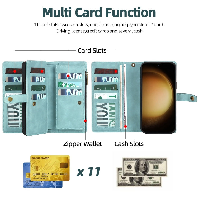 For Samsung Galaxy S23+ 5G Zipper Wallet Detachable MagSafe Leather Phone Case(Blue) - Galaxy S23+ 5G Cases by PMC TechLife | Online Shopping South Africa | PMC TechLife