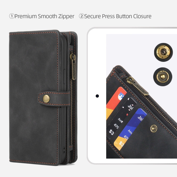 For Samsung Galaxy A22 5G Zipper Wallet Magnetic Detachable Leather Phone Case(Black) - free shipping - PMC TechLife - Order now!