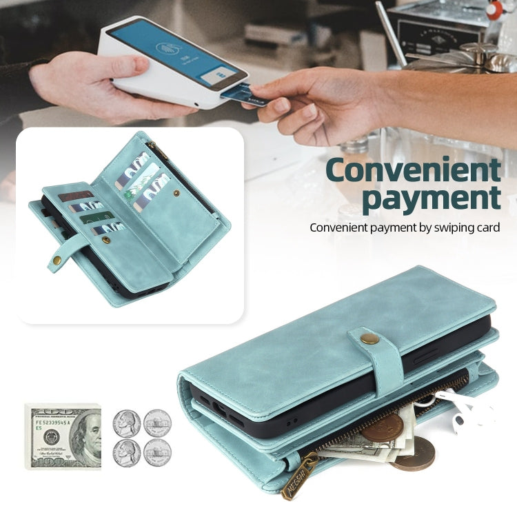 For Samsung Galaxy A32 5G Zipper Wallet Detachable MagSafe Leather Phone Case(Blue) - Galaxy Phone Cases by PMC TechLife | Online Shopping South Africa | PMC TechLife