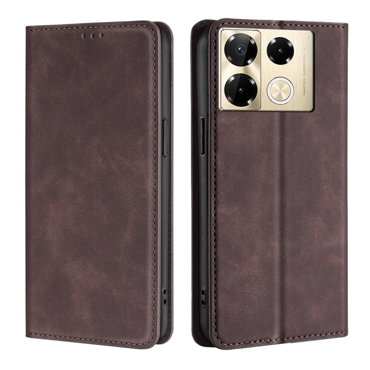 For Infinix Note 40 Pro 4G Skin Feel Magnetic Leather Phone Case(Dark Brown) - Infinix Cases by PMC TechLife | Online Shopping South Africa | PMC TechLife | Buy Now Pay Later Mobicred