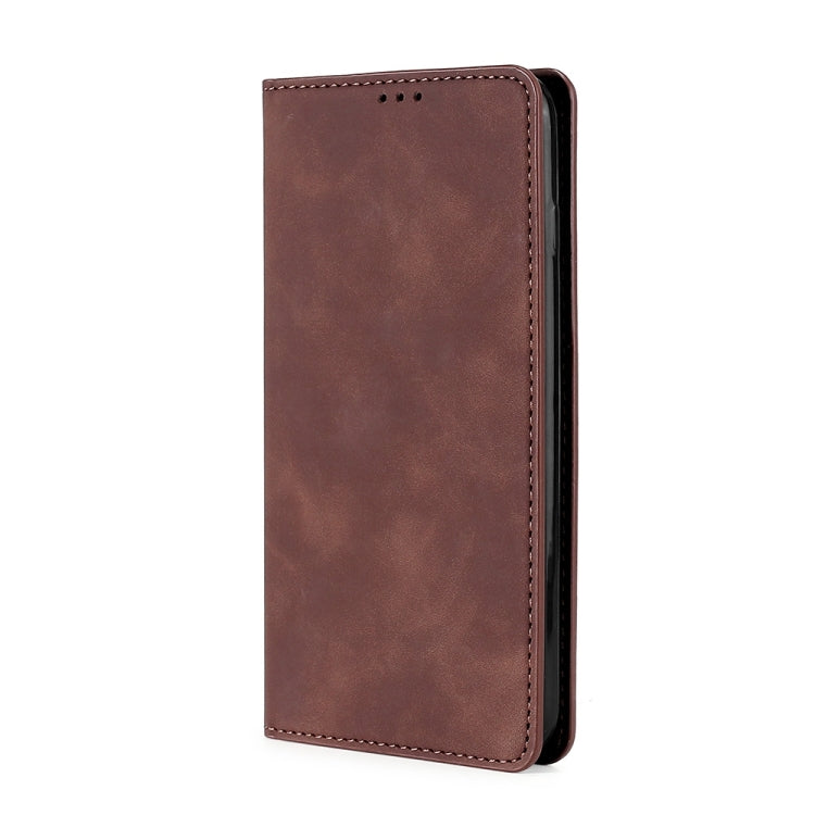 For Realme GT Neo5 SE Skin Feel Magnetic Leather Phone Case(Dark Brown) - Realme Cases by PMC TechLife | Online Shopping South Africa | PMC TechLife | Buy Now Pay Later Mobicred