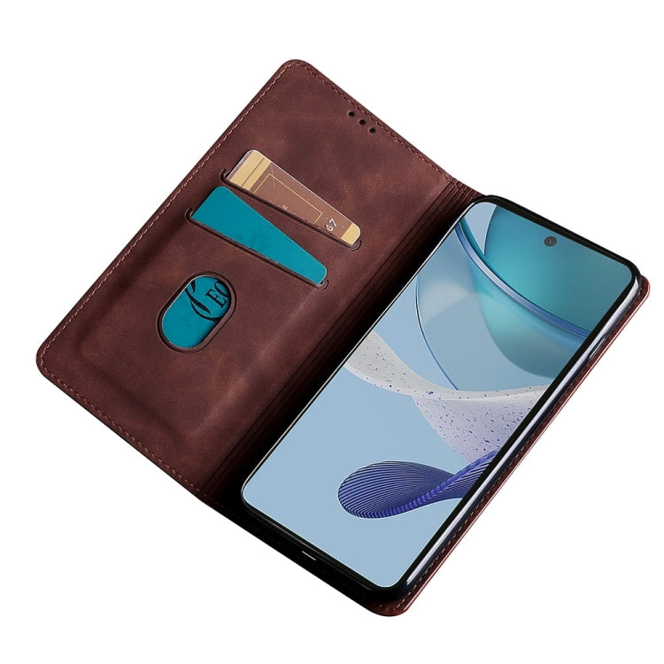 For Realme GT Neo5 SE Skin Feel Magnetic Leather Phone Case(Dark Brown) - Realme Cases by PMC TechLife | Online Shopping South Africa | PMC TechLife | Buy Now Pay Later Mobicred