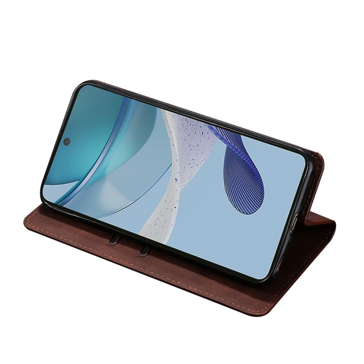 For Realme GT Neo5 SE Skin Feel Magnetic Leather Phone Case(Dark Brown) - Realme Cases by PMC TechLife | Online Shopping South Africa | PMC TechLife | Buy Now Pay Later Mobicred