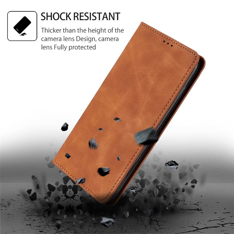 For Xiaomi Redmi Note 13 4G Skin Feel Magnetic Leather Phone Case(Light Brown) - Note 13 Cases by PMC TechLife | Online Shopping South Africa | PMC TechLife | Buy Now Pay Later Mobicred
