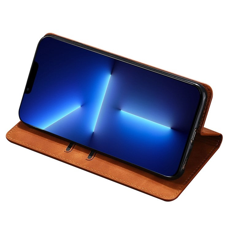 For Xiaomi Redmi Note 13 4G Skin Feel Magnetic Leather Phone Case(Light Brown) - Note 13 Cases by PMC TechLife | Online Shopping South Africa | PMC TechLife | Buy Now Pay Later Mobicred