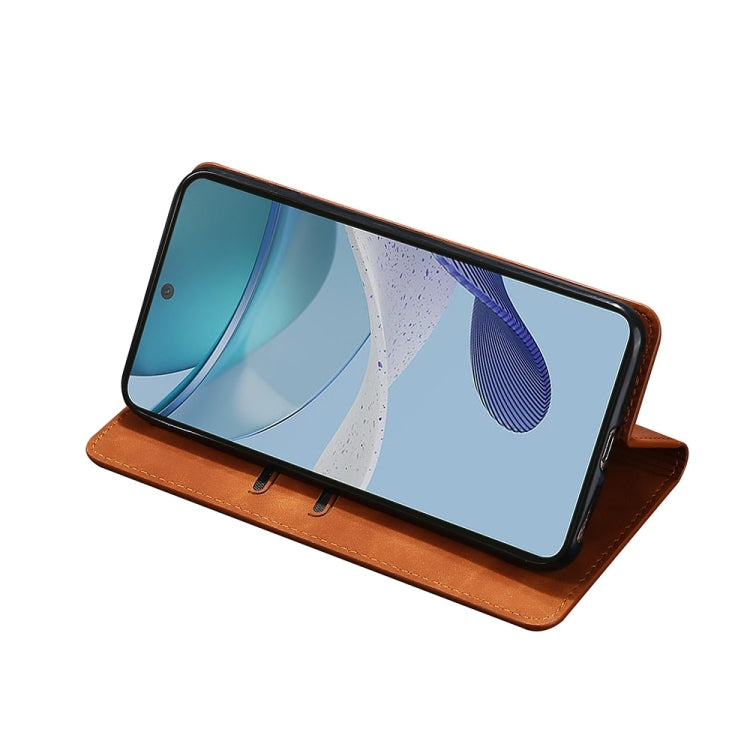 For Nokia C22 Skin Feel Magnetic Leather Phone Case(Light Brown) - Nokia Cases by PMC TechLife | Online Shopping South Africa | PMC TechLife