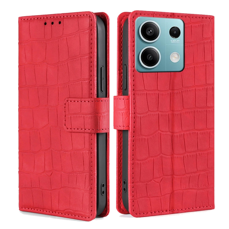 For Xiaomi Redmi Note 13 4G Skin Feel Crocodile Magnetic Clasp Leather Phone Case(Red) - free shipping - PMC TechLife - Order now!