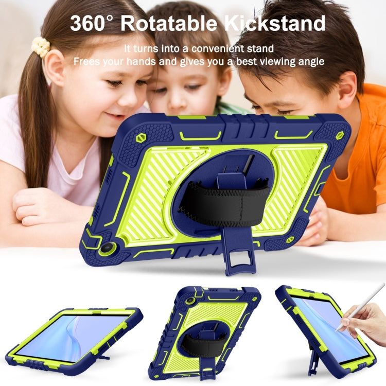 For Huawei MatePad SE 10.4 360 Degree Rotation PC Contrast Silicone Tablet Case(Navy Blue + Yellow Green) - Huawei by PMC TechLife | Online Shopping South Africa | PMC TechLife | Buy Now Pay Later Mobicred