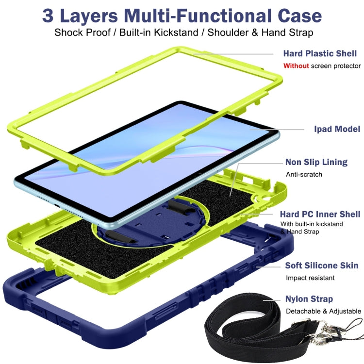 For Huawei MatePad SE 10.4 360 Degree Rotation PC Contrast Silicone Tablet Case(Navy Blue + Yellow Green) - Huawei by PMC TechLife | Online Shopping South Africa | PMC TechLife | Buy Now Pay Later Mobicred