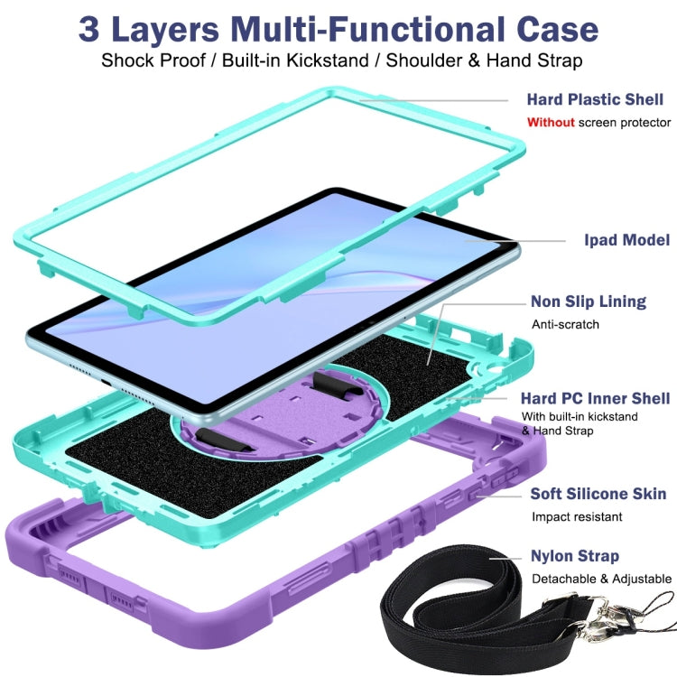 For Huawei MatePad SE 10.4 360 Degree Rotation PC Contrast Silicone Tablet Case(Purple + Mint Green) - Huawei by PMC TechLife | Online Shopping South Africa | PMC TechLife | Buy Now Pay Later Mobicred