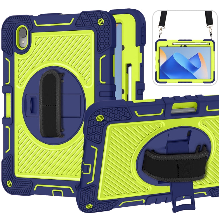 For Huawei MatePad 11 2023 360 Degree Rotation PC Contrast Silicone Tablet Case(Navy Blue + Yellow Green) - Huawei by PMC TechLife | Online Shopping South Africa | PMC TechLife | Buy Now Pay Later Mobicred