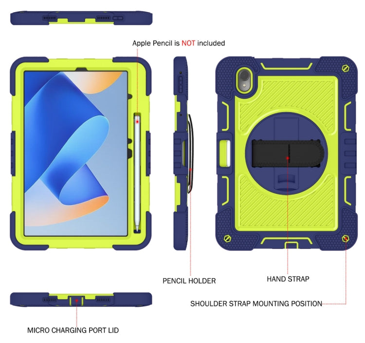 For Huawei MatePad 11 2023 360 Degree Rotation PC Contrast Silicone Tablet Case(Navy Blue + Yellow Green) - Huawei by PMC TechLife | Online Shopping South Africa | PMC TechLife | Buy Now Pay Later Mobicred