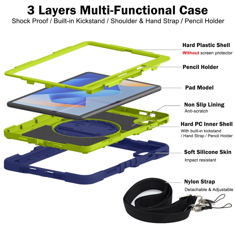For Huawei MatePad 11 2023 360 Degree Rotation PC Contrast Silicone Tablet Case(Navy Blue + Yellow Green) - Huawei by PMC TechLife | Online Shopping South Africa | PMC TechLife | Buy Now Pay Later Mobicred