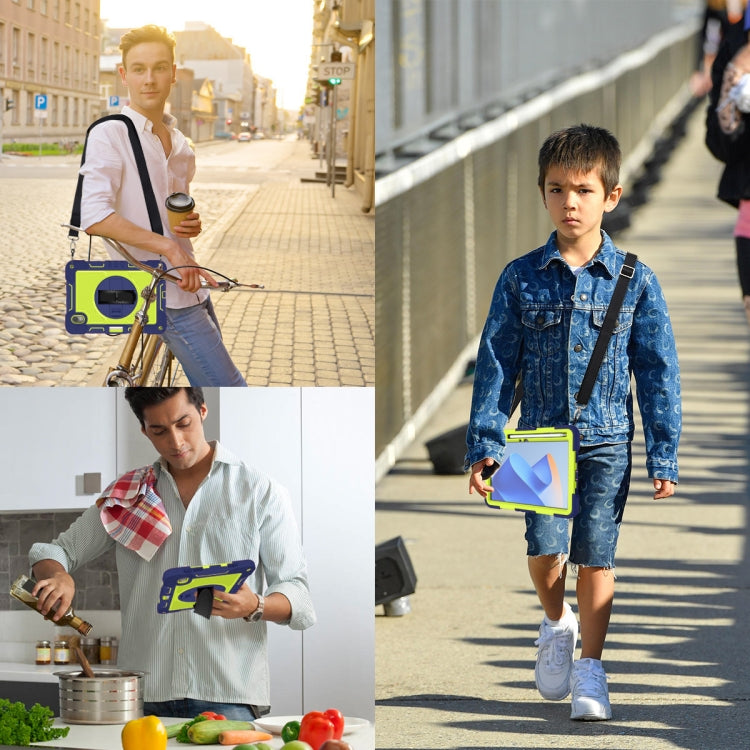For Huawei MatePad 11 2023 360 Degree Rotation PC Contrast Silicone Tablet Case(Navy Blue + Yellow Green) - Huawei by PMC TechLife | Online Shopping South Africa | PMC TechLife | Buy Now Pay Later Mobicred