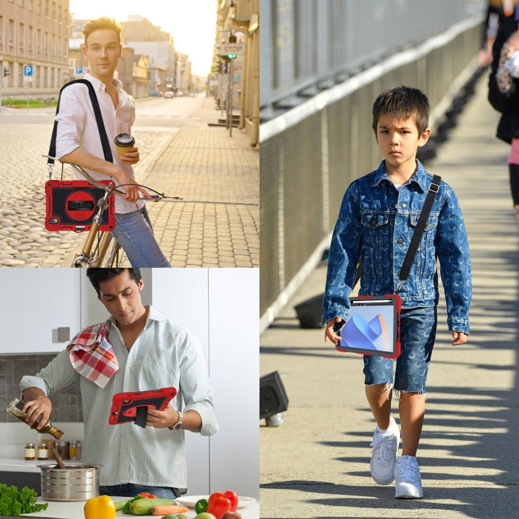 For Huawei MatePad 11 2023 360 Degree Rotation PC Contrast Silicone Tablet Case(Red + Black) - Huawei by PMC TechLife | Online Shopping South Africa | PMC TechLife | Buy Now Pay Later Mobicred