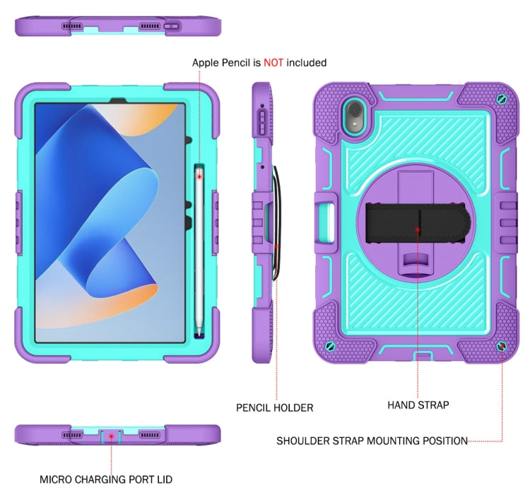 For Huawei MatePad 11 2023 360 Degree Rotation PC Contrast Silicone Tablet Case(Purple + Mint Green) - Huawei by PMC TechLife | Online Shopping South Africa | PMC TechLife | Buy Now Pay Later Mobicred