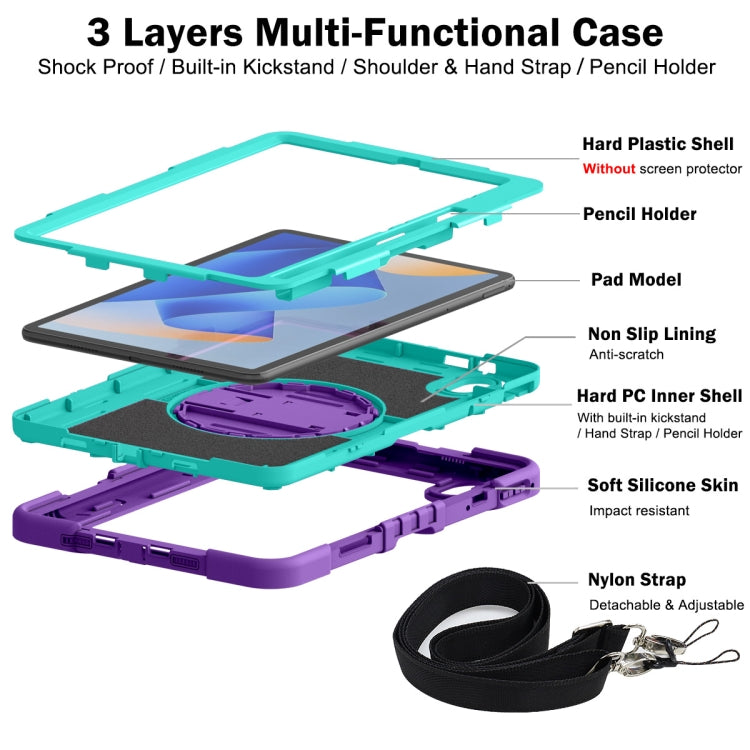 For Huawei MatePad 11 2023 360 Degree Rotation PC Contrast Silicone Tablet Case(Purple + Mint Green) - Huawei by PMC TechLife | Online Shopping South Africa | PMC TechLife | Buy Now Pay Later Mobicred