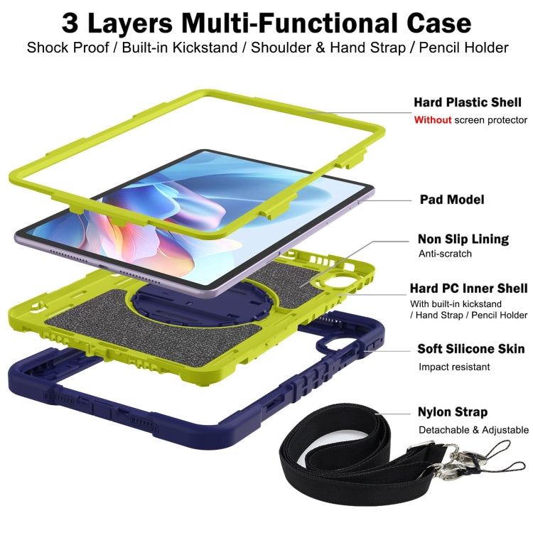For Huawei MatePad 11.5 2023 360 Degree Rotation PC Contrast Silicone Tablet Case(Navy Blue + Yellow Green) - Huawei by PMC TechLife | Online Shopping South Africa | PMC TechLife | Buy Now Pay Later Mobicred