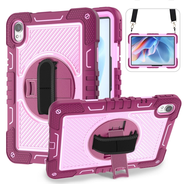 For Huawei MatePad 11.5 2023 360 Degree Rotation PC Contrast Silicone Tablet Case(Rose Red + Pink) - Huawei by PMC TechLife | Online Shopping South Africa | PMC TechLife | Buy Now Pay Later Mobicred