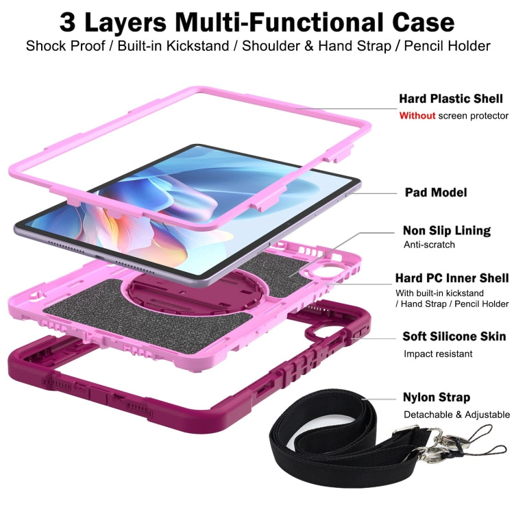For Huawei MatePad 11.5 2023 360 Degree Rotation PC Contrast Silicone Tablet Case(Rose Red + Pink) - Huawei by PMC TechLife | Online Shopping South Africa | PMC TechLife | Buy Now Pay Later Mobicred