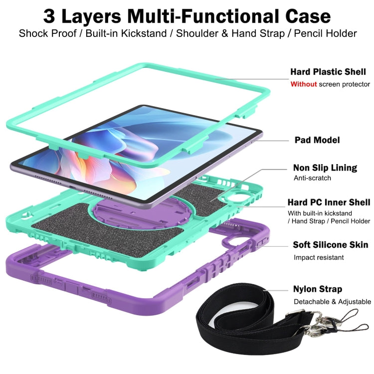 For Huawei MatePad 11.5 2023 360 Degree Rotation PC Contrast Silicone Tablet Case(Purple + Mint Green) - Huawei by PMC TechLife | Online Shopping South Africa | PMC TechLife | Buy Now Pay Later Mobicred