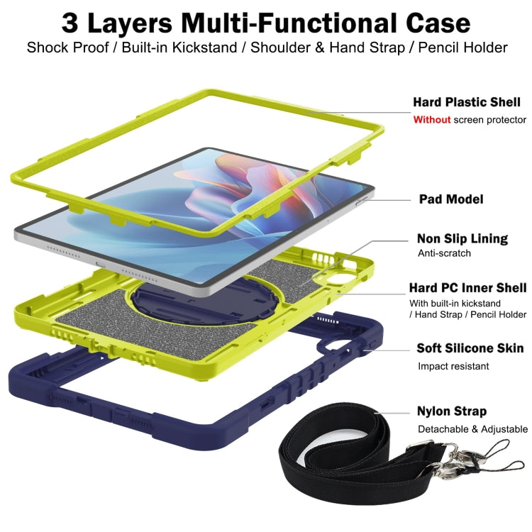 For Huawei MatePad SE 11 360 Degree Rotation PC Contrast Silicone Tablet Case(Navy Blue + Yellow Green) - Huawei by PMC TechLife | Online Shopping South Africa | PMC TechLife | Buy Now Pay Later Mobicred
