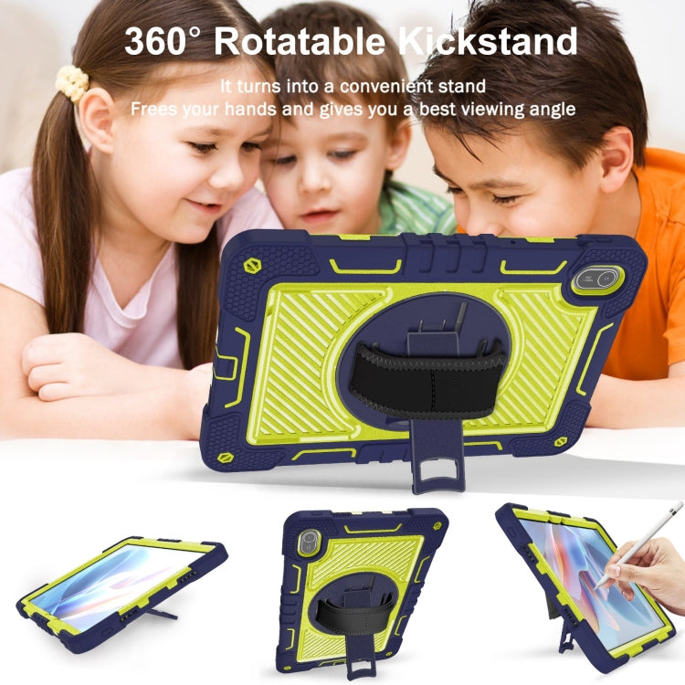 For Huawei MatePad SE 11 360 Degree Rotation PC Contrast Silicone Tablet Case(Navy Blue + Yellow Green) - Huawei by PMC TechLife | Online Shopping South Africa | PMC TechLife | Buy Now Pay Later Mobicred