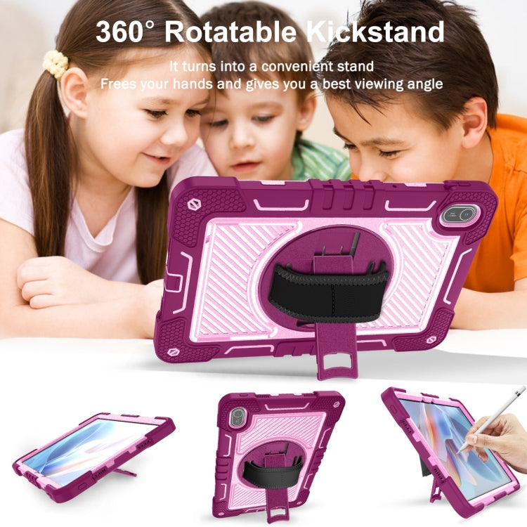 For Huawei MatePad SE 11 360 Degree Rotation PC Contrast Silicone Tablet Case(Rose Red + Pink) - Huawei by PMC TechLife | Online Shopping South Africa | PMC TechLife | Buy Now Pay Later Mobicred