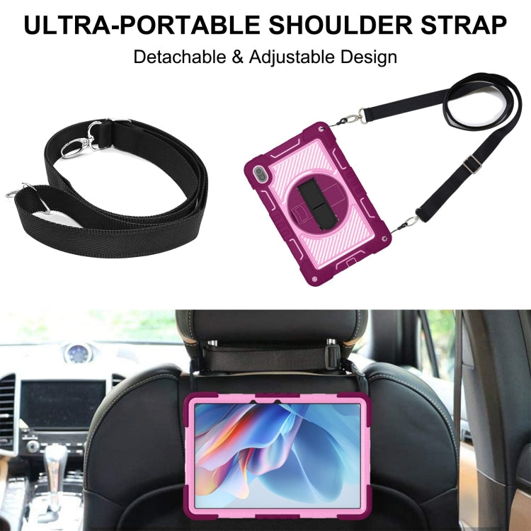 For Huawei MatePad SE 11 360 Degree Rotation PC Contrast Silicone Tablet Case(Rose Red + Pink) - Huawei by PMC TechLife | Online Shopping South Africa | PMC TechLife | Buy Now Pay Later Mobicred