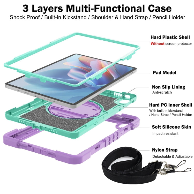 For Huawei MatePad SE 11 360 Degree Rotation PC Contrast Silicone Tablet Case(Purple + Mint Green) - Huawei by PMC TechLife | Online Shopping South Africa | PMC TechLife | Buy Now Pay Later Mobicred