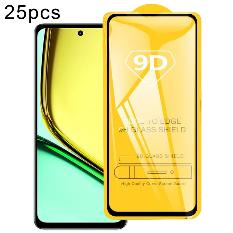 For Realme C67 4G / 12 Lite 25pcs 9D Full Glue Screen Tempered Glass Film - free shipping - PMC TechLife - Order now!