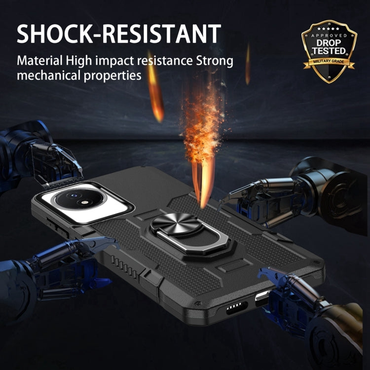 For vivo Y02 Ring Holder Armor Hybrid Phone Case(Black) - vivo Cases by PMC TechLife | Online Shopping South Africa | PMC TechLife | Buy Now Pay Later Mobicred