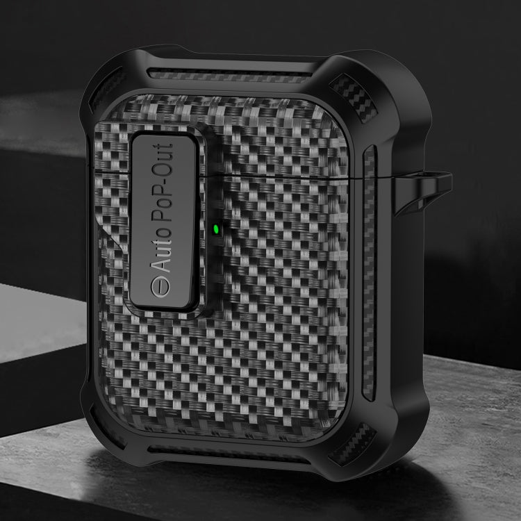 For AirPods 2 / 1 Alpha Carbon Fiber Wireless Bluetooth Earphone Protective Case(Black) - For AirPods 1/2 by PMC Jewellery | Online Shopping South Africa | PMC Jewellery | Buy Now Pay Later Mobicred