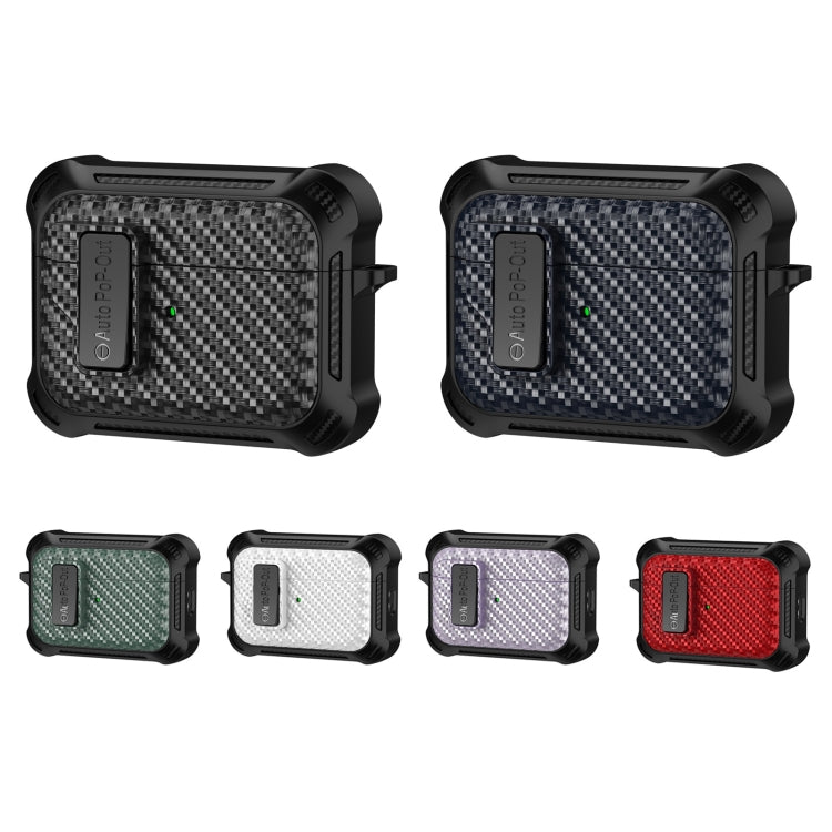 For AirPods Pro 2 Alpha Carbon Fiber Wireless Bluetooth Earphone Protective Case(Purple) - For AirPods Pro 2 by PMC Jewellery | Online Shopping South Africa | PMC Jewellery | Buy Now Pay Later Mobicred