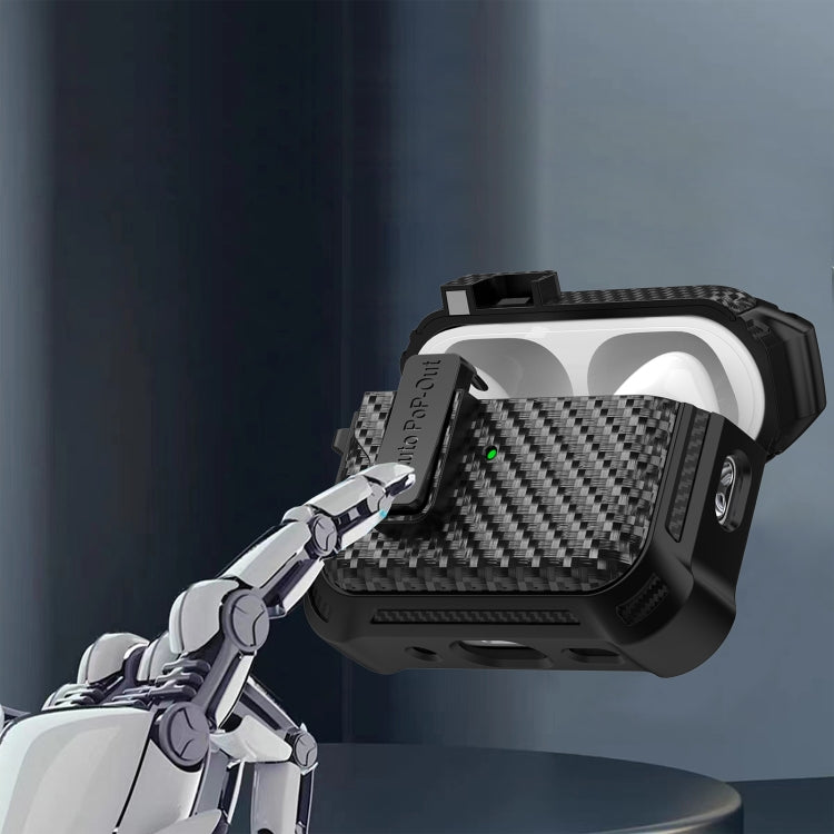 For AirPods Pro Alpha Carbon Fiber Wireless Bluetooth Earphone Protective Case(Black) - For AirPods Pro by PMC Jewellery | Online Shopping South Africa | PMC Jewellery | Buy Now Pay Later Mobicred