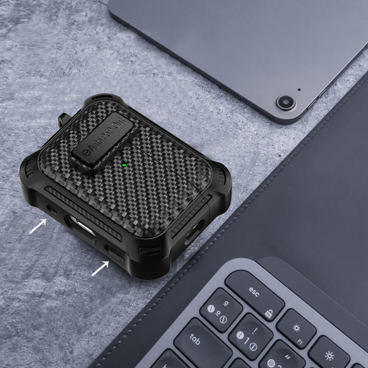 For AirPods Pro Alpha Carbon Fiber Wireless Bluetooth Earphone Protective Case(Green) - For AirPods Pro by PMC Jewellery | Online Shopping South Africa | PMC Jewellery | Buy Now Pay Later Mobicred