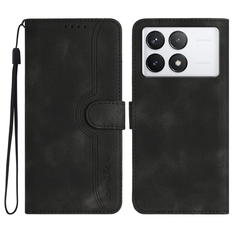 For Xiaomi Redmi K70 Heart Pattern Skin Feel Leather Phone Case(Black) - Xiaomi Cases by PMC Jewellery | Online Shopping South Africa | PMC Jewellery | Buy Now Pay Later Mobicred