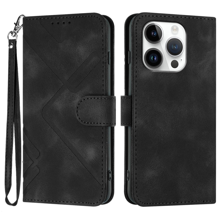 For iPhone 16 Pro Line Pattern Skin Feel Leather Phone Case(Black) - iPhone 16 Pro Cases by PMC TechLife | Online Shopping South Africa | PMC TechLife | Buy Now Pay Later Mobicred